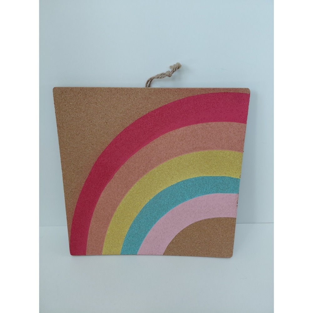 13x13‎ Wall Decor Rainbow Cork And Wood Backing Hanging
